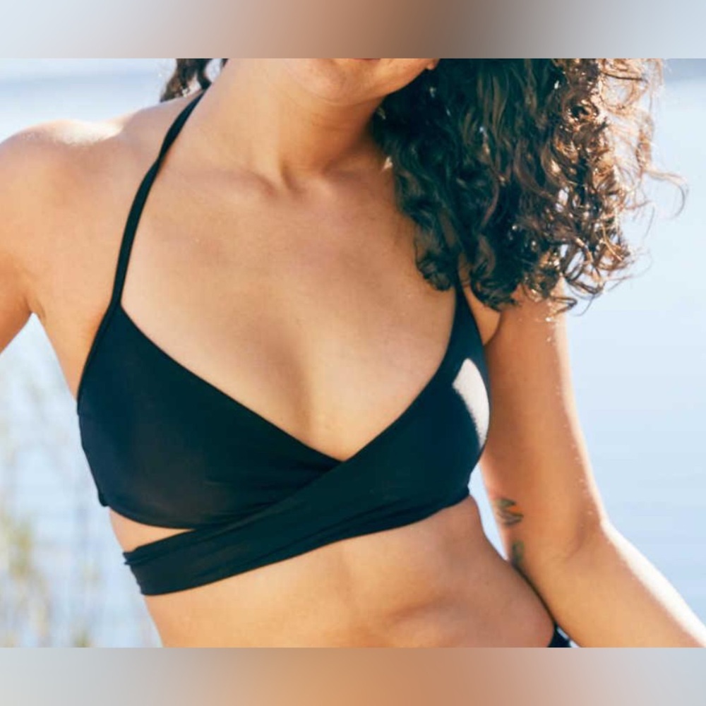 Aerie Black Wrap Bikini Top
